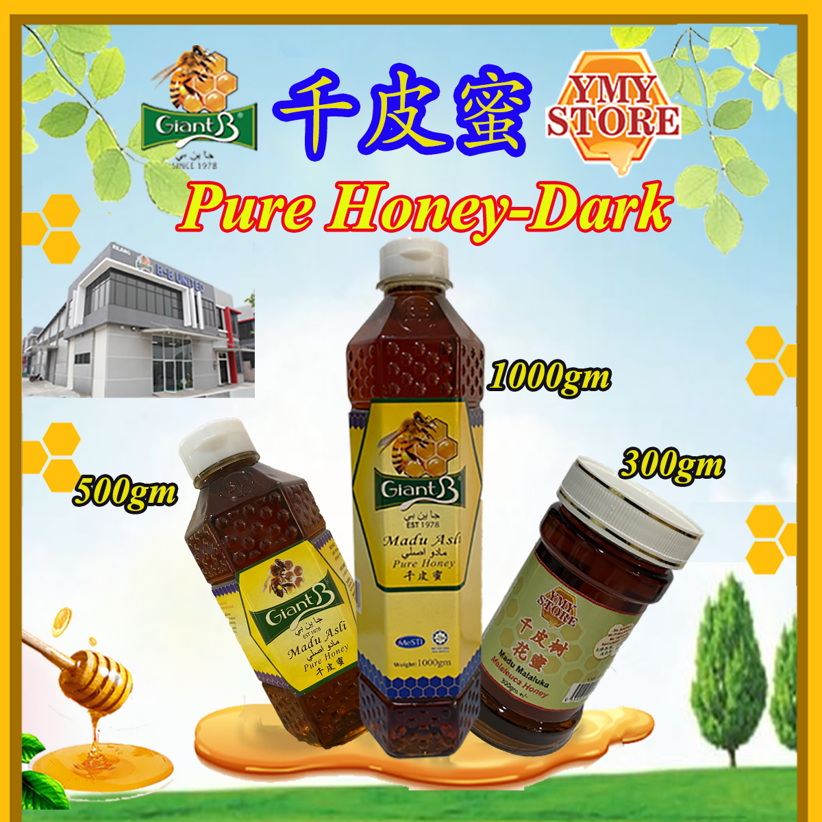 Giant B Pure Pure Honey Golden Light, Dark 杂花蜜 叶心蜜 千皮蜜 蜂蜜糖 Original Madu Asli Semulajadi YMY Store