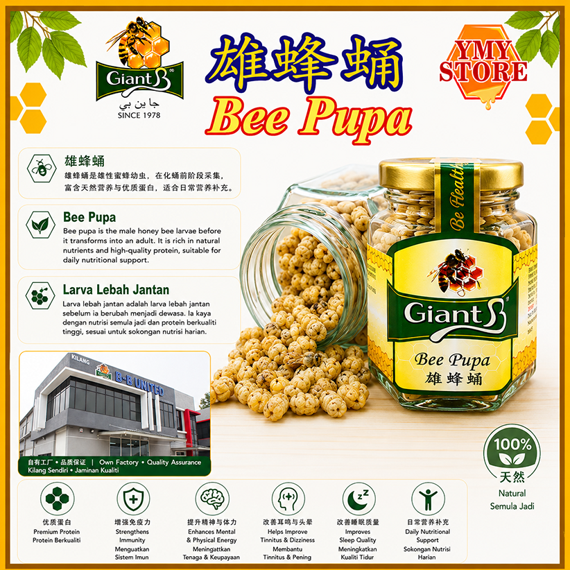 Giant B, Bee Pupa 雄蜂蛹 Health Supplement. 25gm YMY Store