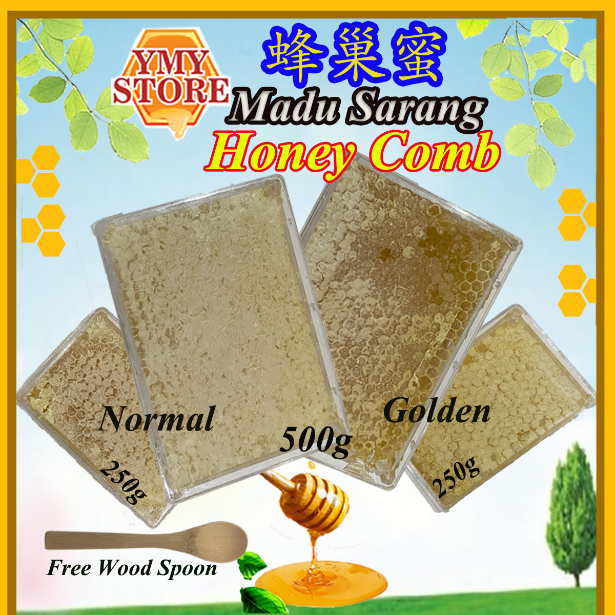 YMY Store,  Honeycomb, Honey Comb, Madu Sarang, 蜂巢蜜, 蜂蜜, 蜜糖 Pure Honey, Madu Asli