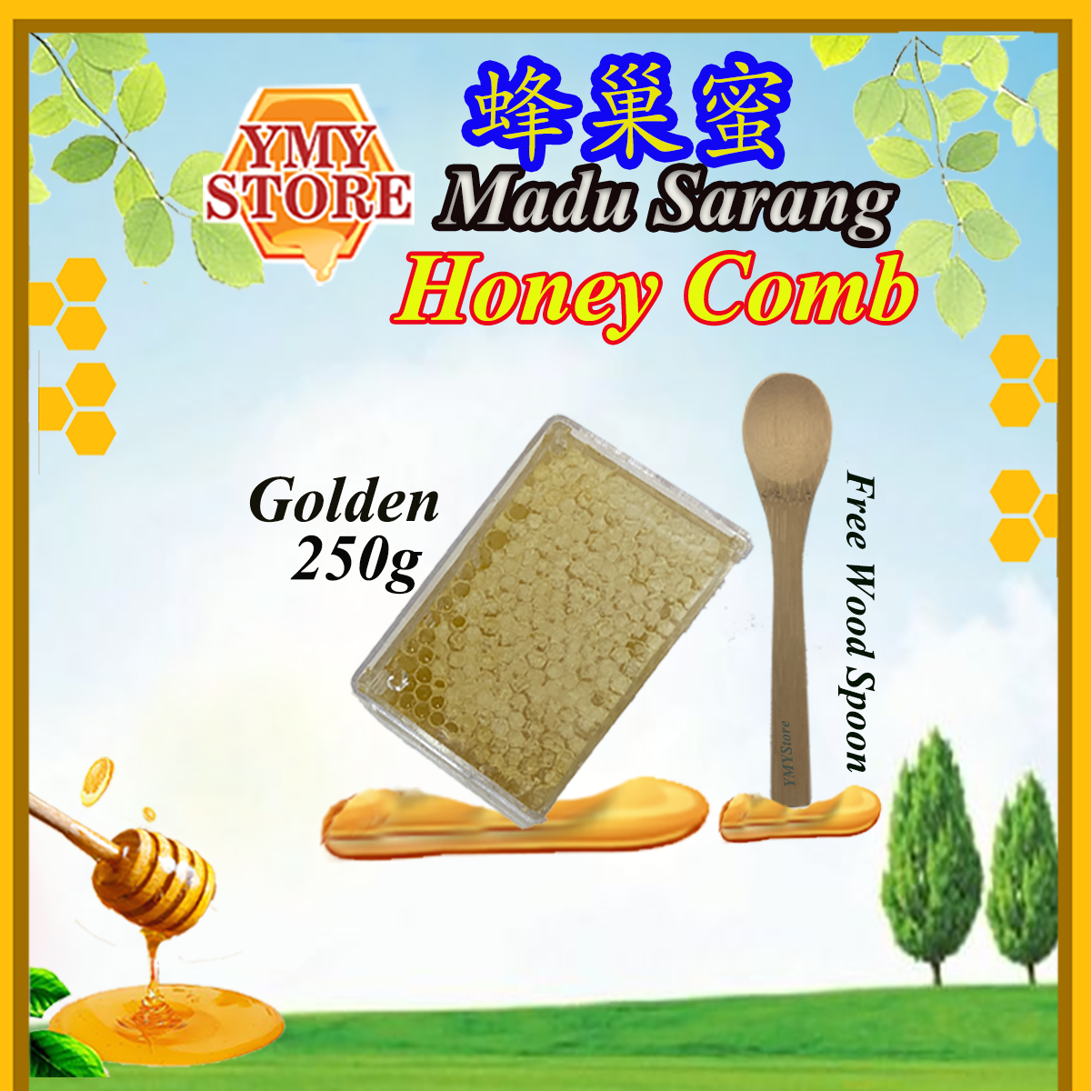 YMY Store,  Honeycomb, Honey Comb, Madu Sarang, 蜂巢蜜, 蜂蜜, 蜜糖 Pure Honey, Madu Asli